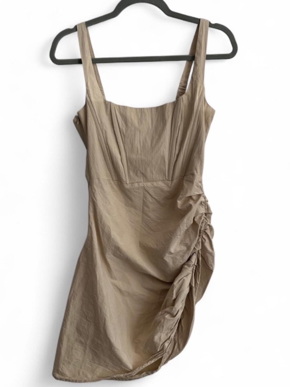 NWOT Isalis brand tan corset mini dress Size L